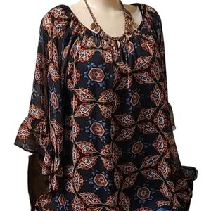 R. ROUGE Women's Sheer Pullover Blouse Size large